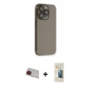 MARSİLYAN™- iPhone 13 Pro Max Kılıf Siluet Minimal Özel Seri - Siyah 6D Mat Seramik Hayalet Nano Ekran Koruyucu + Kırmızı Rainbow Kamera Lens Koruma Cam