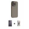 MARSİLYAN™- iPhone 13 Pro Max Kılıf Siluet Minimal Özel Seri - Siyah Bilvis 3D Cam Ekran Koruyucu + Neon Fosforlu Kamera Lens - BZ