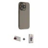 MARSİLYAN™- iPhone 13 Pro Max Kılıf Siluet Minimal Özel Seri - Siyah Bilvis 3D Cam Ekran Koruyucu + Rainbow Kamera Lens Koruma Cam - KI