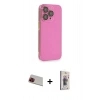 MARSİLYAN™- iPhone 13 Pro Max Kılıf Siluet Minimal Özel Seri - Siyah Bilvis 3D Cam Ekran Koruyucu + Rainbow Kamera Lens Koruma Cam - KI
