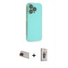 MARSİLYAN™- iPhone 13 Pro Max Kılıf Siluet Minimal Özel Seri - Siyah Bilvis 3D Cam Ekran Koruyucu + Rainbow Kamera Lens Koruma Cam - KI