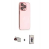 MARSİLYAN™- iPhone 13 Pro Max Kılıf Siluet Minimal Özel Seri - Siyah Bilvis 3D Cam Ekran Koruyucu + Rainbow Kamera Lens Koruma Cam - KI