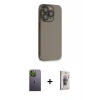 MARSİLYAN™- iPhone 13 Pro Max Kılıf Siluet Minimal Özel Seri - Siyah Bilvis 3D Cam Ekran Koruyucu + Neon Fosforlu Kamera Lens - YL