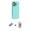 MARSİLYAN™- iPhone 13 Pro Max Kılıf Siluet Minimal Özel Seri - Siyah Bilvis 3D Cam Ekran Koruyucu + Pembe Shine Kamera Lens Koruma Cam