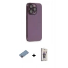 MARSİLYAN™- iPhone 13 Pro Max Kılıf Siluet Minimal Özel Seri - Siyah Bilvis 3D Cam Ekran Koruyucu + Pembe Shine Kamera Lens Koruma Cam