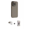 MARSİLYAN™- iPhone 13 Pro Max Kılıf Siluet Minimal Özel Seri - Siyah Bilvis 3D Cam Ekran Koruyucu + Pers Alüminyum Kamera Lens - GD
