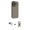MARSİLYAN™- iPhone 13 Pro Max Kılıf Siluet Minimal Özel Seri - Siyah Bilvis 3D Cam Ekran Koruyucu + Pers Alüminyum Kamera Lens - LT