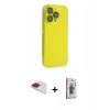 MARSİLYAN™- iPhone 13 Pro Max Kılıf Siluet Minimal Özel Seri - Siyah Bilvis 3D Cam Ekran Koruyucu + Pers Alüminyum Kamera Lens - KI