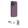 MARSİLYAN™- iPhone 13 Pro Max Kılıf Siluet Minimal Özel Seri - Siyah Bilvis 3D Cam Ekran Koruyucu + Pers Alüminyum Kamera Lens - SABE