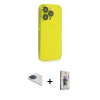 MARSİLYAN™- iPhone 13 Pro Max Kılıf Siluet Minimal Özel Seri - Siyah Bilvis 3D Cam Ekran Koruyucu + Pers Alüminyum Kamera Lens - LT