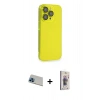 MARSİLYAN™- iPhone 13 Pro Max Kılıf Siluet Minimal Özel Seri - Siyah Bilvis 3D Cam Ekran Koruyucu + Rainbow Kamera Lens Koruma Cam - MI