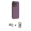 MARSİLYAN™- iPhone 13 Pro Max Kılıf Siluet Minimal Özel Seri - Siyah Bilvis 3D Cam Ekran Koruyucu + Rainbow Kamera Lens Koruma Cam - MR