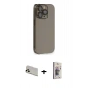 MARSİLYAN™- iPhone 13 Pro Max Kılıf Siluet Minimal Özel Seri - Siyah Bilvis 3D Cam Ekran Koruyucu + Rainbow Kamera Lens Koruma Cam - REGD