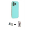 MARSİLYAN™- iPhone 13 Pro Max Kılıf Siluet Minimal Özel Seri - Siyah Bilvis 3D Cam Ekran Koruyucu + Rainbow Kamera Lens Koruma Cam - MI