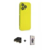 MARSİLYAN™- iPhone 13 Pro Max Kılıf Siluet Minimal Özel Seri - Siyah Bilvis 3D Cam Ekran Koruyucu + Raze Metal Kamera Lens - GD
