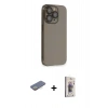 MARSİLYAN™- iPhone 13 Pro Max Kılıf Siluet Minimal Özel Seri - Siyah Bilvis 3D Cam Ekran Koruyucu + Renkli Kamera Lens Koruma Cam - SI