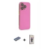 MARSİLYAN™- iPhone 13 Pro Max Kılıf Siluet Minimal Özel Seri - Siyah Bilvis 3D Cam Ekran Koruyucu + Renkli Kamera Lens Koruma Cam - YL