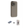 MARSİLYAN™- iPhone 13 Pro Max Kılıf Siluet Minimal Özel Seri - Siyah Bilvis 3D Cam Ekran Koruyucu + Renkli Kamera Lens Koruma Cam - YL
