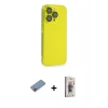 MARSİLYAN™- iPhone 13 Pro Max Kılıf Siluet Minimal Özel Seri - Siyah Bilvis 3D Cam Ekran Koruyucu + Shine Kamera Lens Koruma Cam - PE