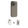 MARSİLYAN™- iPhone 13 Pro Max Kılıf Siluet Minimal Özel Seri - Siyah Bilvis 3D Cam Ekran Koruyucu + Shine Kamera Lens - GD