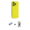 MARSİLYAN™- iPhone 13 Pro Max Kılıf Siluet Minimal Özel Seri - Siyah Bilvis 3D Cam Ekran Koruyucu + Shine Kamera Lens Koruma Cam - MI
