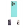MARSİLYAN™- iPhone 13 Pro Max Kılıf Siluet Minimal Özel Seri - Siyah Bilvis 3D Mat Cam Ekran Koruyucu + Neon Fosforlu Kamera Lens - BZ