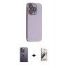 MARSİLYAN™- iPhone 13 Pro Max Kılıf Siluet Minimal Özel Seri - Siyah Bilvis 3D Mat Cam Ekran Koruyucu + Neon Fosforlu Kamera Lens - BZ