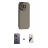 MARSİLYAN™- iPhone 13 Pro Max Kılıf Siluet Minimal Özel Seri - Siyah Bilvis 3D Mat Cam Ekran Koruyucu + Neon Fosforlu Kamera Lens - BZ