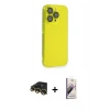 MARSİLYAN™- iPhone 13 Pro Max Kılıf Siluet Minimal Özel Seri - Siyah Bilvis 3D Mat Cam Ekran Koruyucu + Raze Metal Kamera Lens - GD