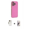 MARSİLYAN™- iPhone 13 Pro Max Kılıf Siluet Minimal Özel Seri - Siyah Bilvis 3D Mat Cam Ekran Koruyucu + Gold Shine Kamera Lens