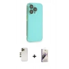 MARSİLYAN™- iPhone 13 Pro Max Kılıf Siluet Minimal Özel Seri - Siyah Bilvis 3D Mat Cam Ekran Koruyucu + Gold Shine Kamera Lens