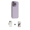 MARSİLYAN™- iPhone 13 Pro Max Kılıf Siluet Minimal Özel Seri - Siyah Bilvis 3D Mat Cam Ekran Koruyucu + Gold Shine Kamera Lens