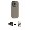 MARSİLYAN™- iPhone 13 Pro Max Kılıf Siluet Minimal Özel Seri - Siyah Bilvis 3D Mat Cam Ekran Koruyucu + Raze Metal Kamera Lens - GD