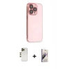MARSİLYAN™- iPhone 13 Pro Max Kılıf Siluet Minimal Özel Seri - Siyah Bilvis 3D Mat Cam Ekran Koruyucu + Gold Shine Kamera Lens