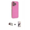 MARSİLYAN™- iPhone 13 Pro Max Kılıf Siluet Minimal Özel Seri - Siyah Bilvis 3D Mat Cam Ekran Koruyucu + Rainbow Kamera Lens Koruma Cam - KI
