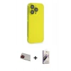 MARSİLYAN™- iPhone 13 Pro Max Kılıf Siluet Minimal Özel Seri - Siyah Bilvis 3D Mat Cam Ekran Koruyucu + Rainbow Kamera Lens Koruma Cam - KI
