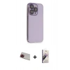 MARSİLYAN™- iPhone 13 Pro Max Kılıf Siluet Minimal Özel Seri - Siyah Bilvis 3D Mat Cam Ekran Koruyucu + Rainbow Kamera Lens Koruma Cam - KI
