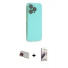 MARSİLYAN™- iPhone 13 Pro Max Kılıf Siluet Minimal Özel Seri - Siyah Bilvis 3D Mat Cam Ekran Koruyucu + Rainbow Kamera Lens Koruma Cam - KI