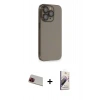 MARSİLYAN™- iPhone 13 Pro Max Kılıf Siluet Minimal Özel Seri - Siyah Bilvis 3D Mat Cam Ekran Koruyucu + Rainbow Kamera Lens Koruma Cam - KI