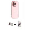 MARSİLYAN™- iPhone 13 Pro Max Kılıf Siluet Minimal Özel Seri - Siyah Bilvis 3D Mat Cam Ekran Koruyucu + Rainbow Kamera Lens Koruma Cam - KI