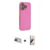 MARSİLYAN™- iPhone 13 Pro Max Kılıf Siluet Minimal Özel Seri - Siyah Bilvis 3D Mat Cam Ekran Koruyucu + Mavi Rainbow Kamera Lens Koruma Cam
