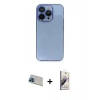 MARSİLYAN™- iPhone 13 Pro Max Kılıf Siluet Minimal Özel Seri - Siyah Bilvis 3D Mat Cam Ekran Koruyucu + Mavi Rainbow Kamera Lens Koruma Cam
