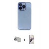 MARSİLYAN™- iPhone 13 Pro Max Kılıf Siluet Minimal Özel Seri - Siyah Bilvis 3D Mat Cam Ekran Koruyucu + Mor Rainbow Kamera Lens Koruma Cam