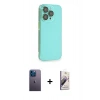 MARSİLYAN™- iPhone 13 Pro Max Kılıf Siluet Minimal Özel Seri - Siyah Bilvis 3D Mat Cam Ekran Koruyucu + Neon Fosforlu Kamera Lens - MI