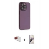 MARSİLYAN™- iPhone 13 Pro Max Kılıf Siluet Minimal Özel Seri - Siyah Bilvis 3D Mat Cam Ekran Koruyucu + Pers Alüminyum Kamera Lens - KI