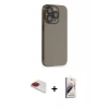 MARSİLYAN™- iPhone 13 Pro Max Kılıf Siluet Minimal Özel Seri - Siyah Bilvis 3D Mat Cam Ekran Koruyucu + Pers Alüminyum Kamera Lens - KI