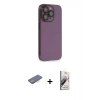 MARSİLYAN™- iPhone 13 Pro Max Kılıf Siluet Minimal Özel Seri - Siyah Bilvis 3D Mat Cam Ekran Koruyucu + Renkli Kamera Lens Koruma Cam - PE