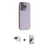 MARSİLYAN™- iPhone 13 Pro Max Kılıf Siluet Minimal Özel Seri - Siyah Bilvis 3D Mat Cam Ekran Koruyucu + Pers Alüminyum Kamera Lens - KI