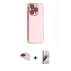 MARSİLYAN™- iPhone 13 Pro Max Kılıf Siluet Minimal Özel Seri - Siyah Bilvis 3D Mat Cam Ekran Koruyucu + Pers Alüminyum Kamera Lens - KI