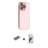 MARSİLYAN™- iPhone 13 Pro Max Kılıf Siluet Minimal Özel Seri - Siyah Bilvis 3D Mat Cam Ekran Koruyucu + Renkli Kamera Lens Koruma Cam - MI